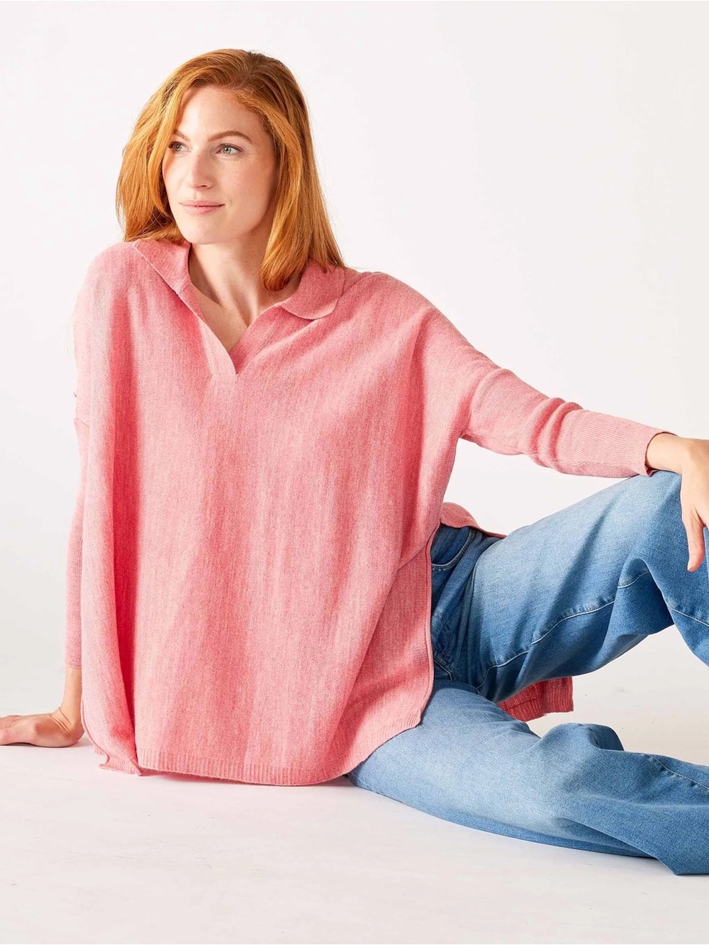Mersea Catalina Polo Sweater in Pink One Size